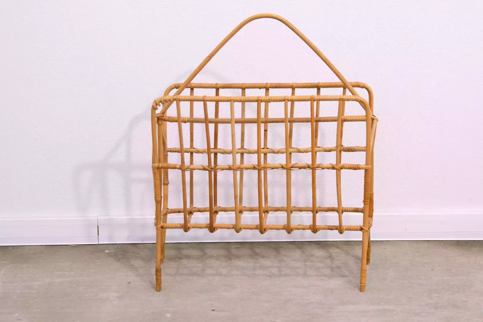 Mid Century Wicker Magazine Rack, Czechoslovakia, 1960´S photo furniture