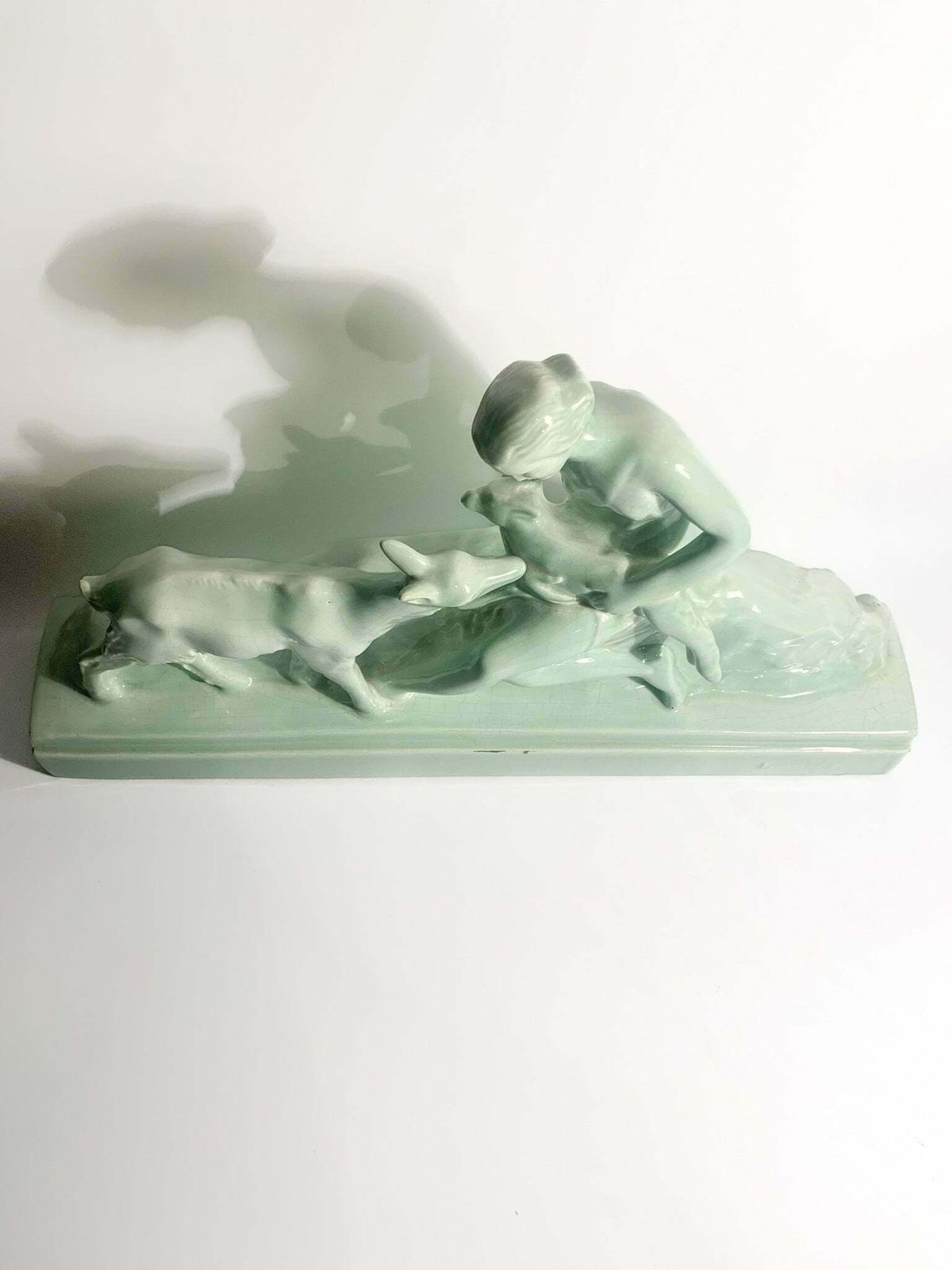 French Ceramic Sculpture Of Diana With Fauna From The 1940s photo 350.0