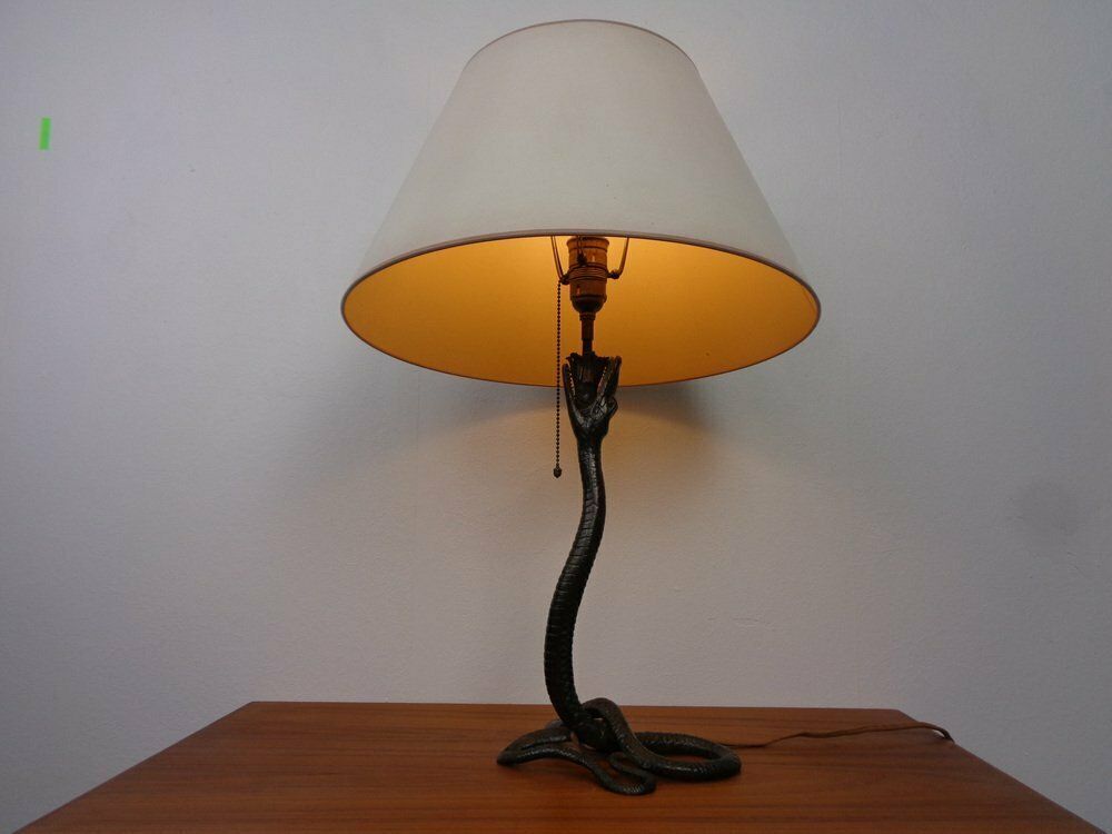 Art Deco Snake Bonze Table Lamp, France, 1920s photo furniture