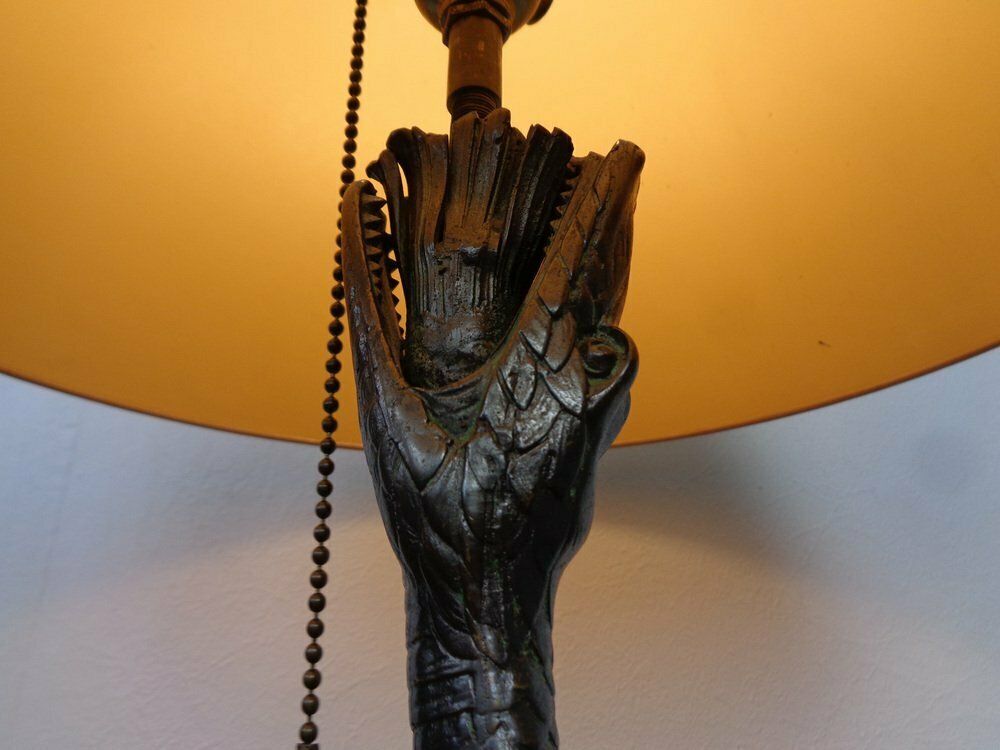Art Deco Snake Bonze Table Lamp, France, 1920s photo buy