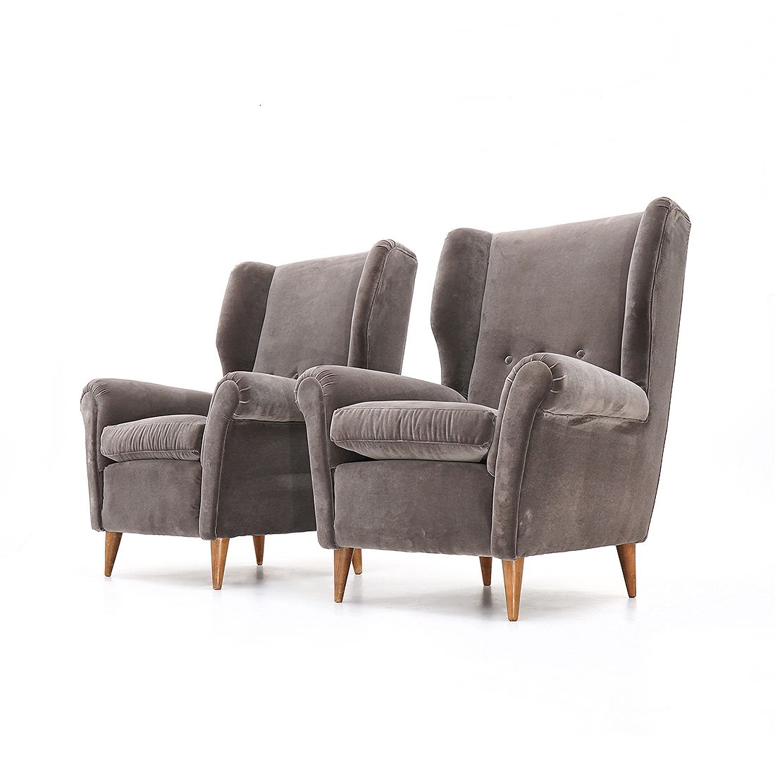 Pair Of Gray Velvet Armchairs, 1950s photo 1500.0