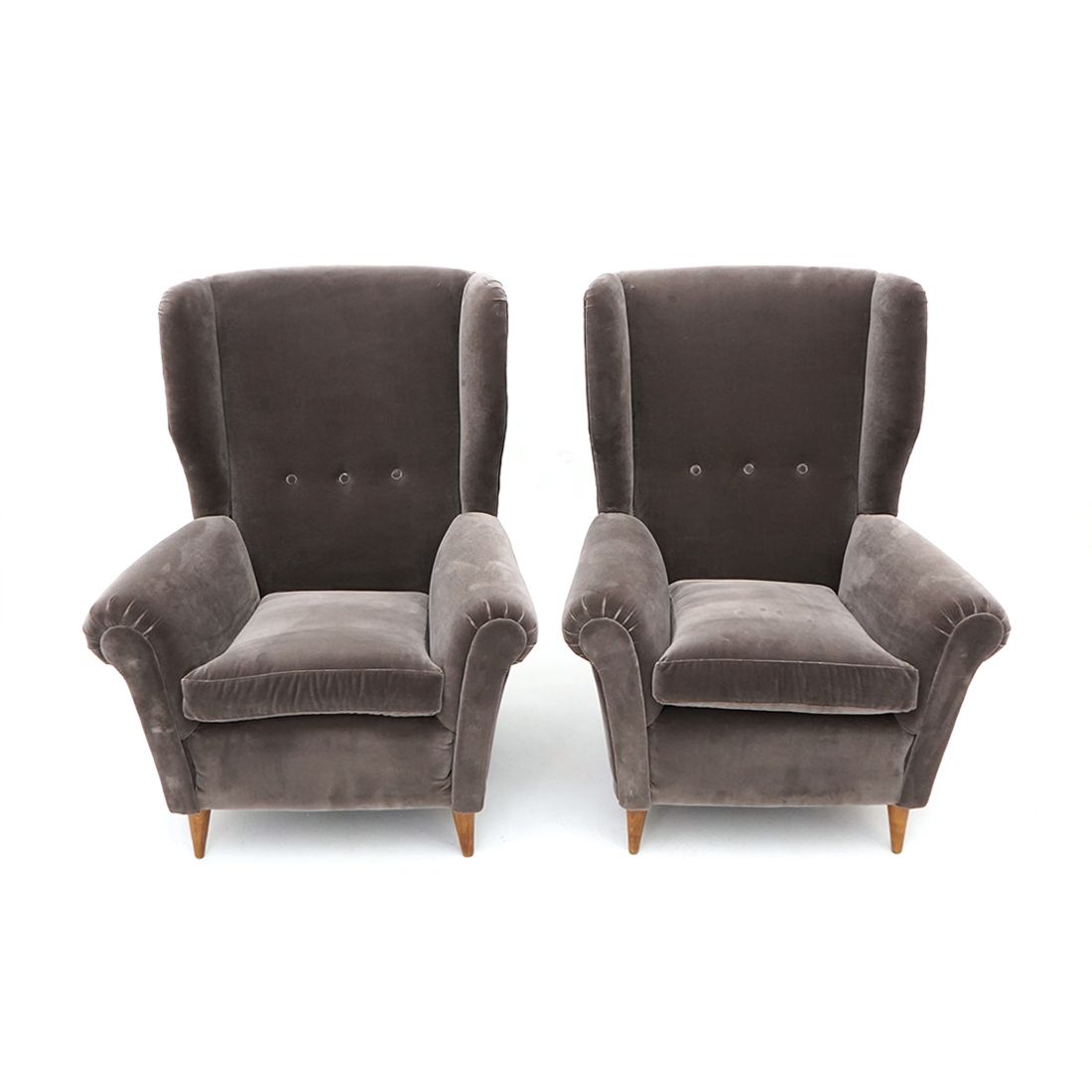 Pair Of Gray Velvet Armchairs, 1950s photo furniture
