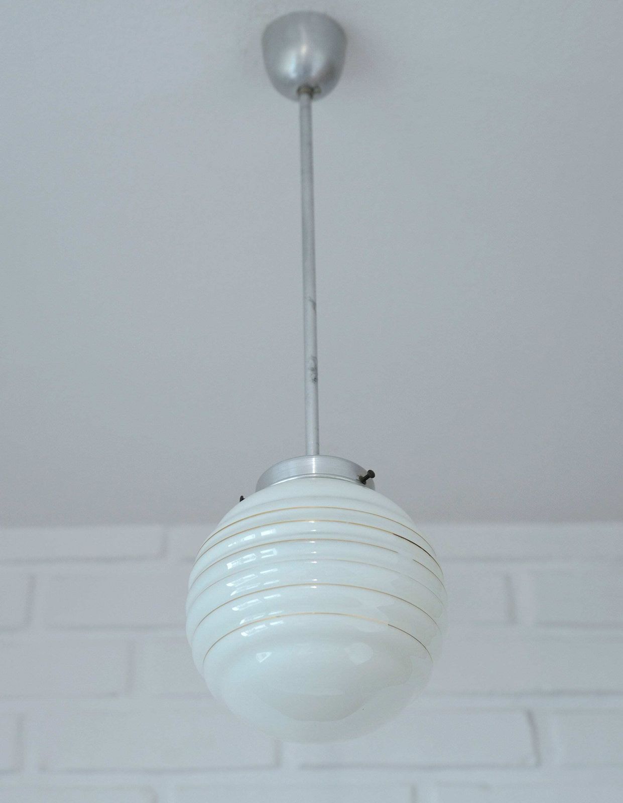 Original Art Deco / Vintage Chandelier / Hand Blown Glass / Pendant Light / Hanging Lamp / Bauhaus Era photo furniture
