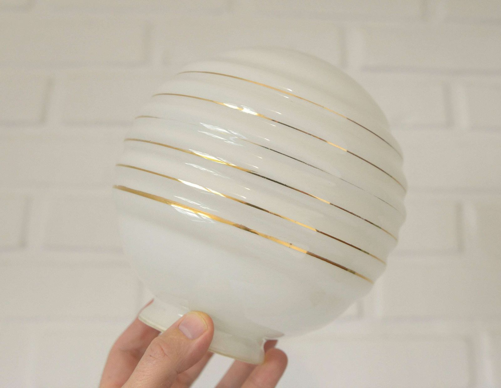 Original Art Deco / Vintage Chandelier / Hand Blown Glass / Pendant Light / Hanging Lamp / Bauhaus Era photo vinterior