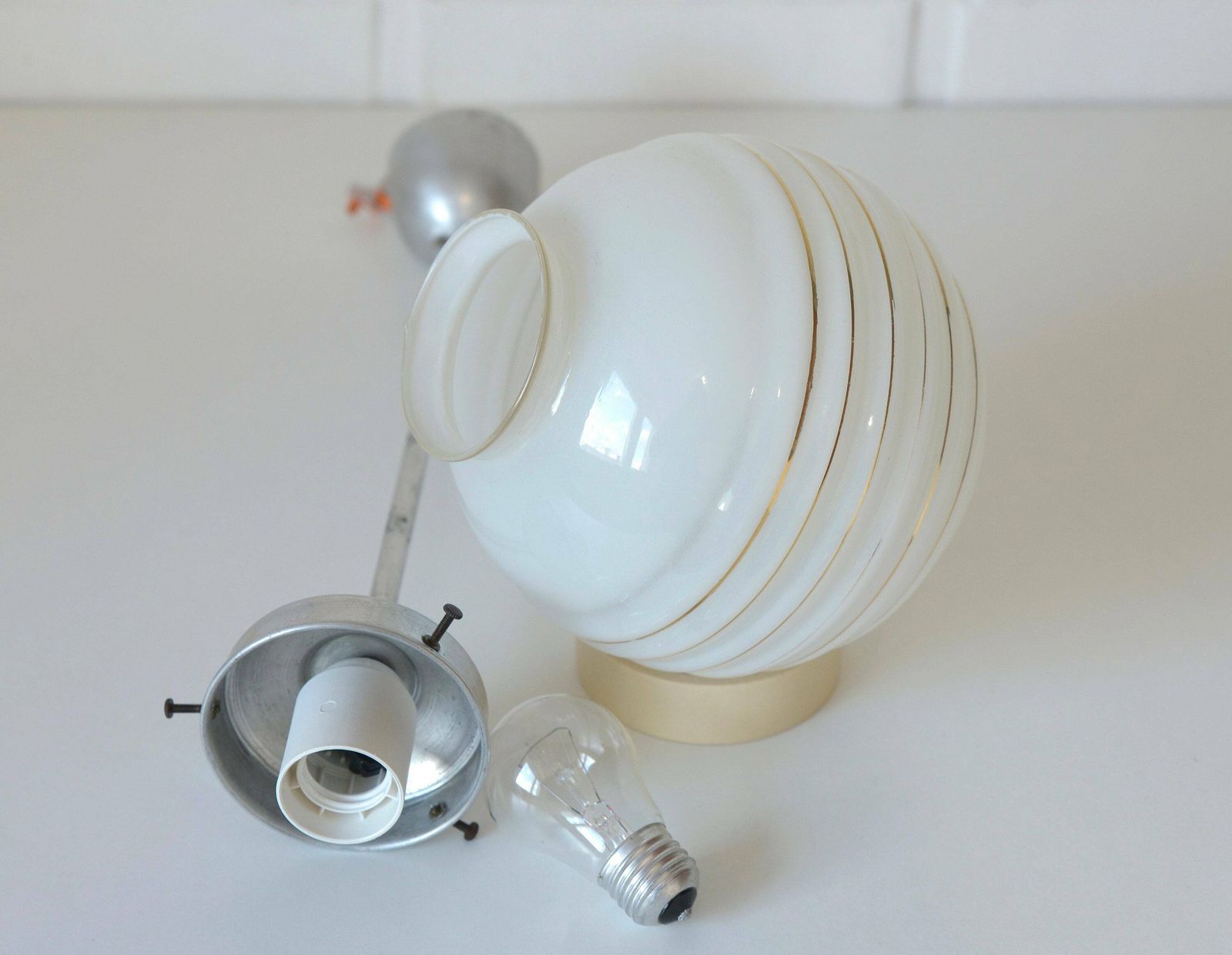 photo furniture Original Art Deco / Vintage Chandelier / Hand Blown Glass / Pendant Light / Hanging Lamp / Bauhaus Era