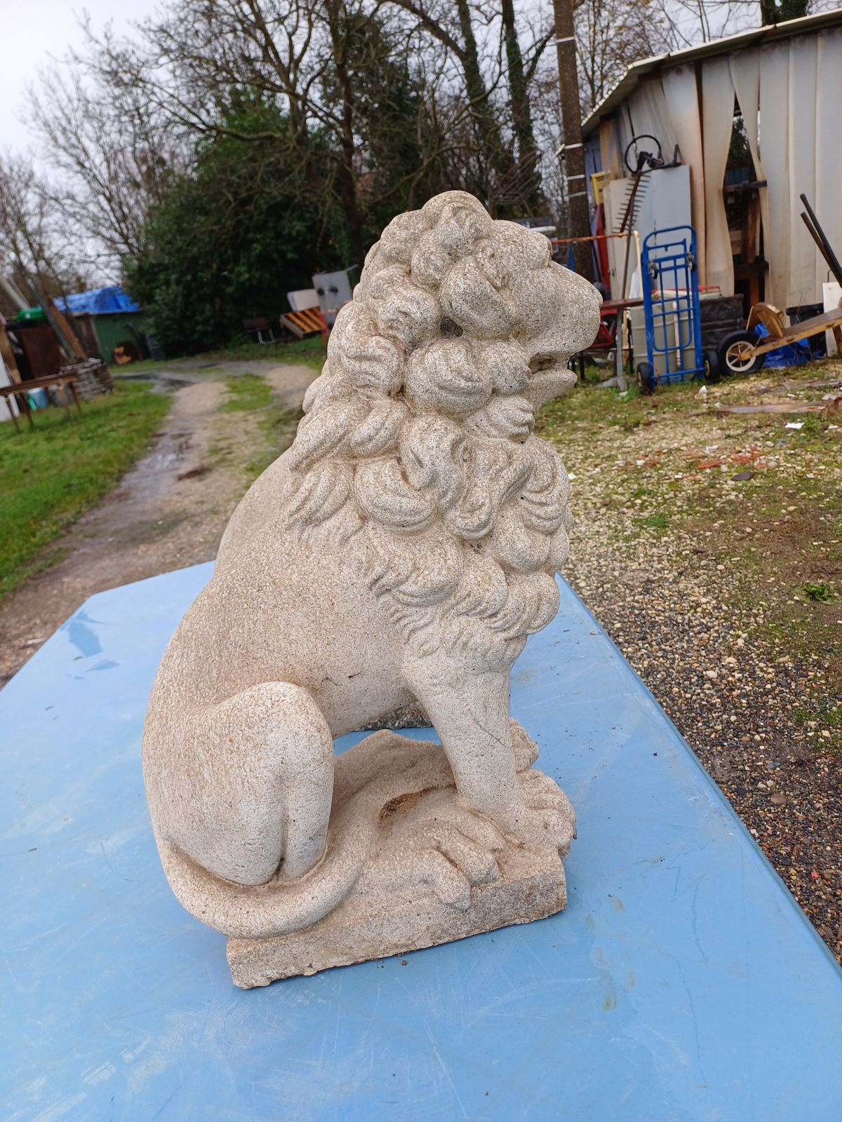 Pair Of Stone Lions, 1950s, Vintage photo buy