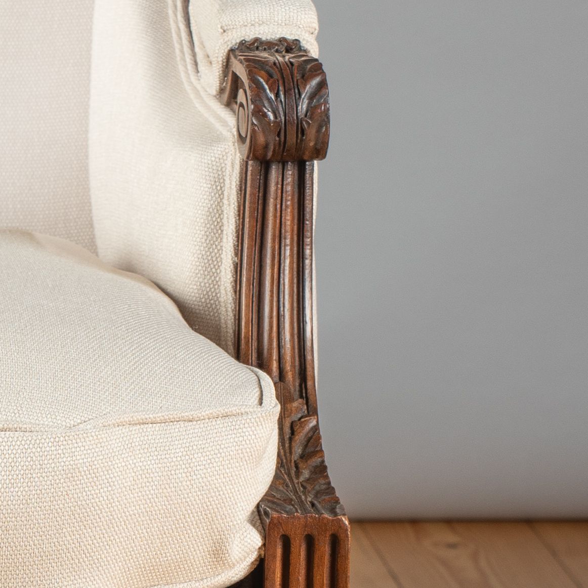 Furniture Large 19th Century French Carved Walnut Bergere Upholstered Armchair photo