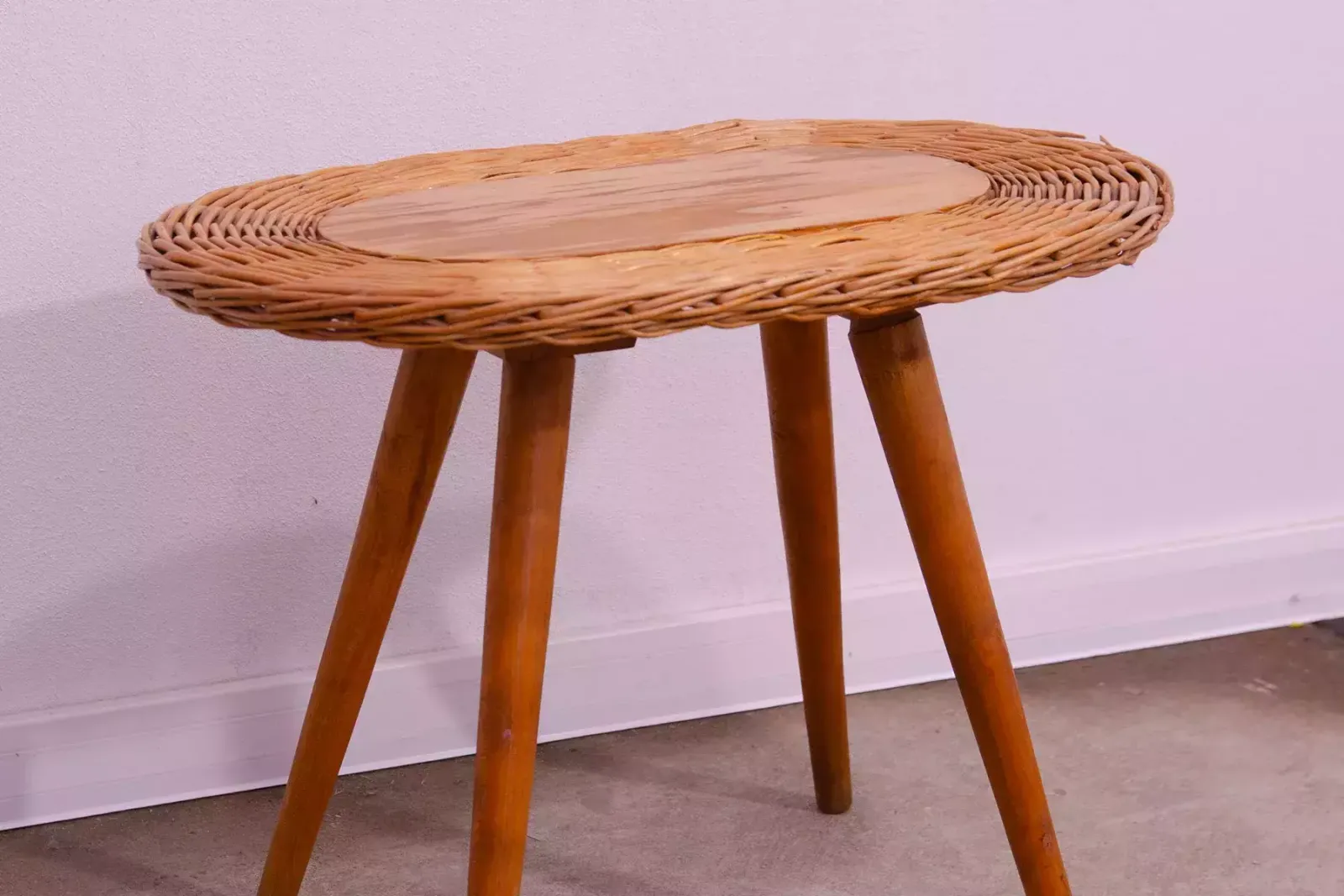 Mid Century Rattan Stool By Jan Kalous For úluv, 1960´S, Czechoslovakia photo for sale