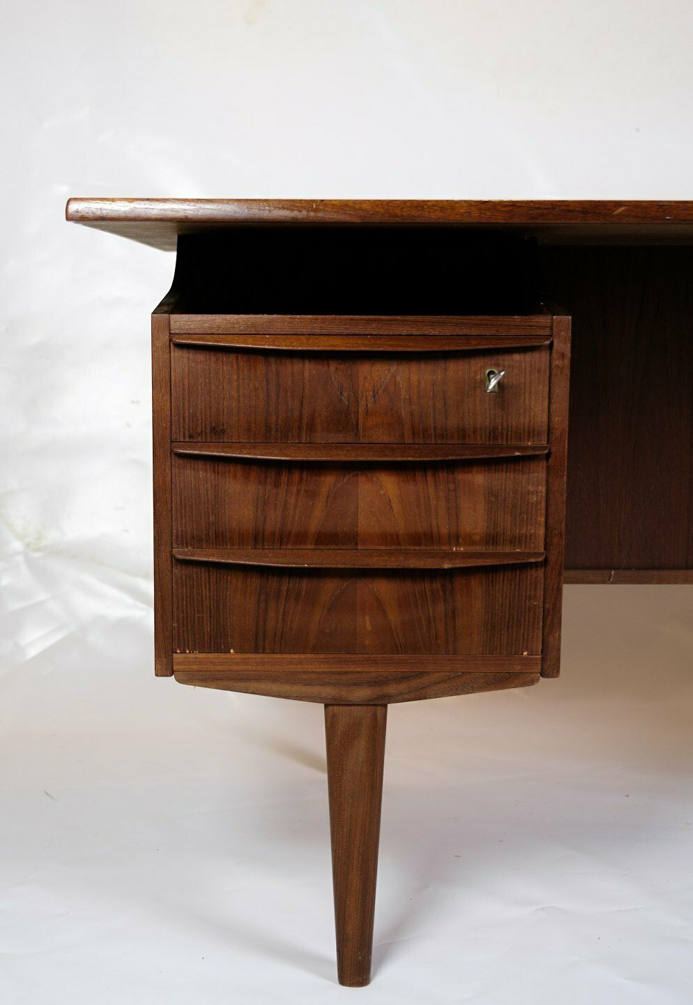 Desk In Teak With Floating Tabletop, Danish Design 1960s photo furniture