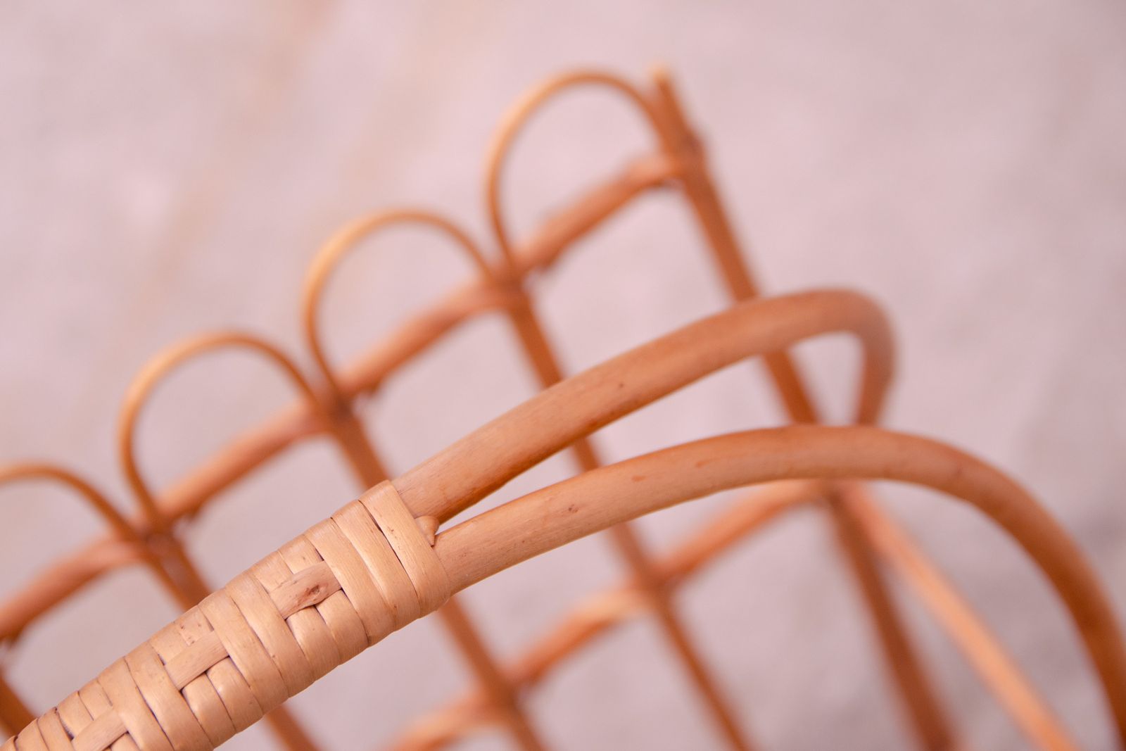 Mid Century Rattan Magazine Rack By Jan Kalous For úluv, 1960´S, Czechoslovakia photo vintage