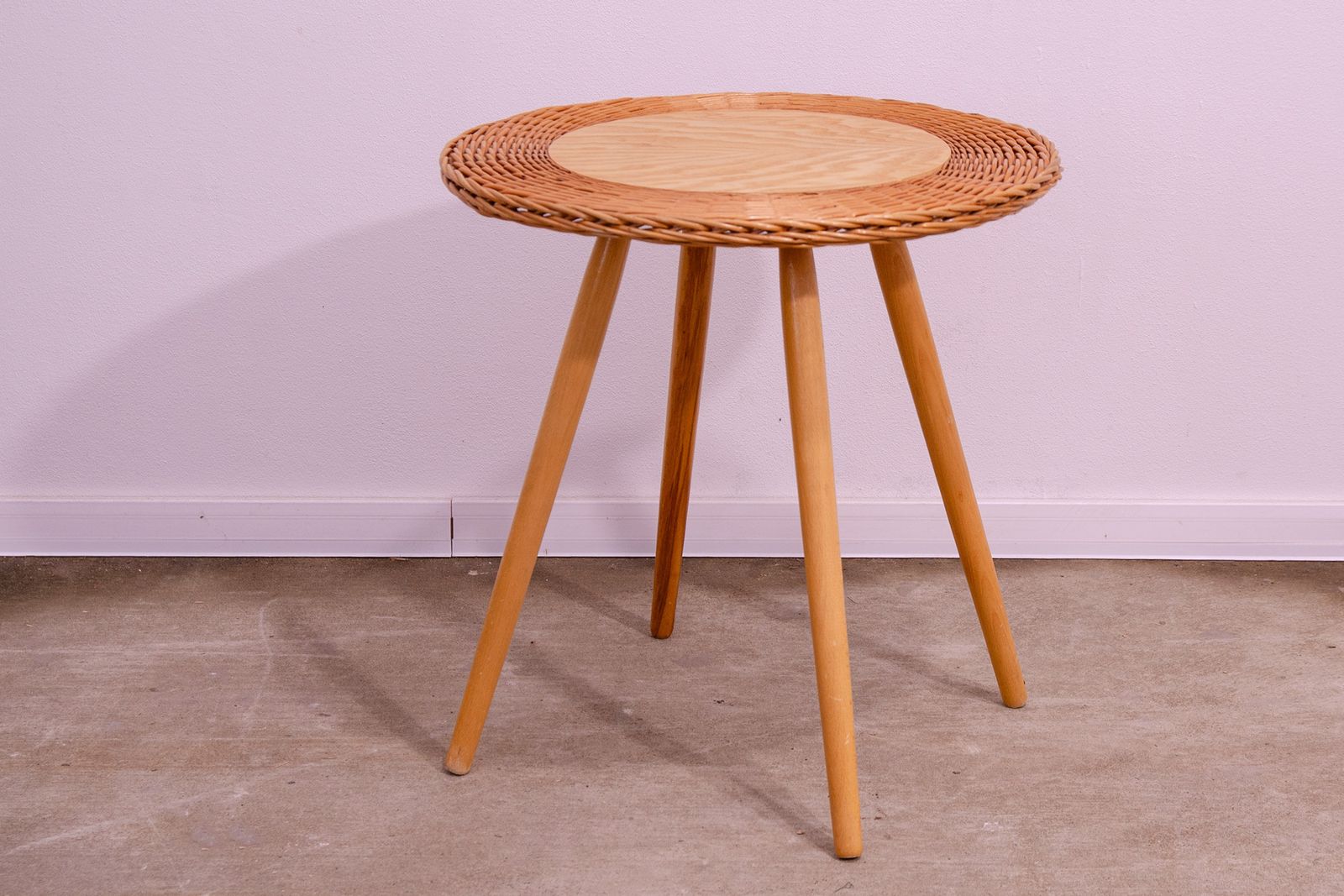 Mid Century Rattan Coffe Table By Jan Kalous For úluv, 1960´S, Czechoslovakia photo for sale