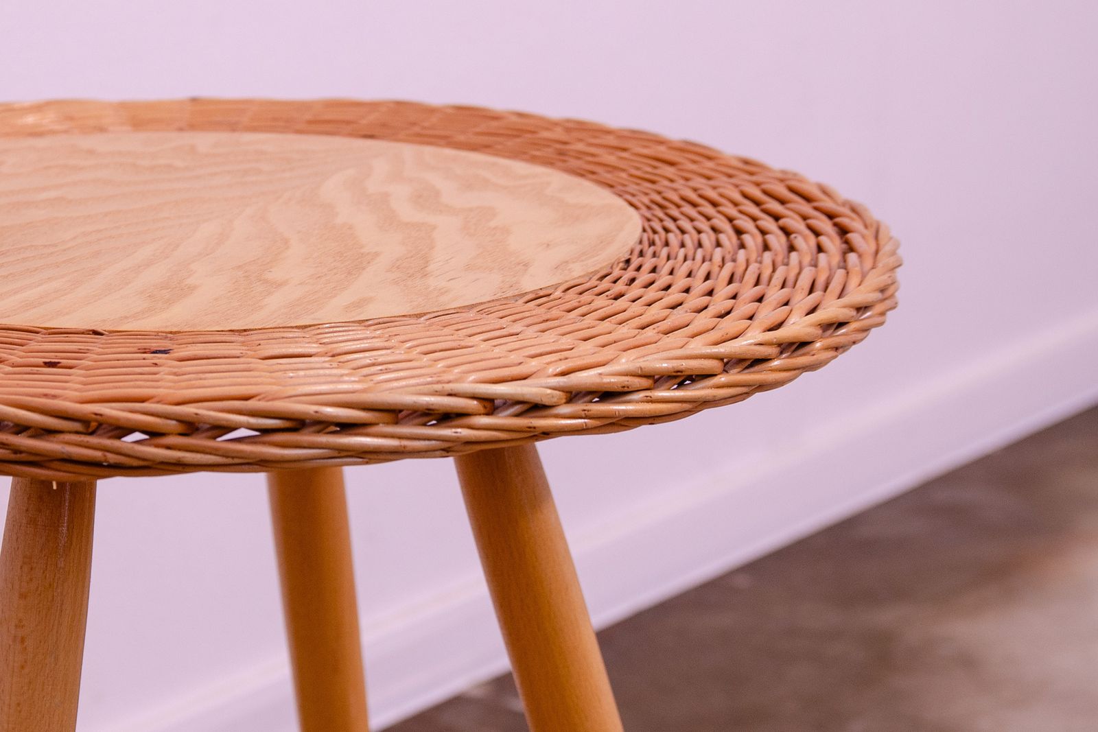 Mid Century Rattan Coffe Table By Jan Kalous For úluv, 1960´S, Czechoslovakia photo vintage