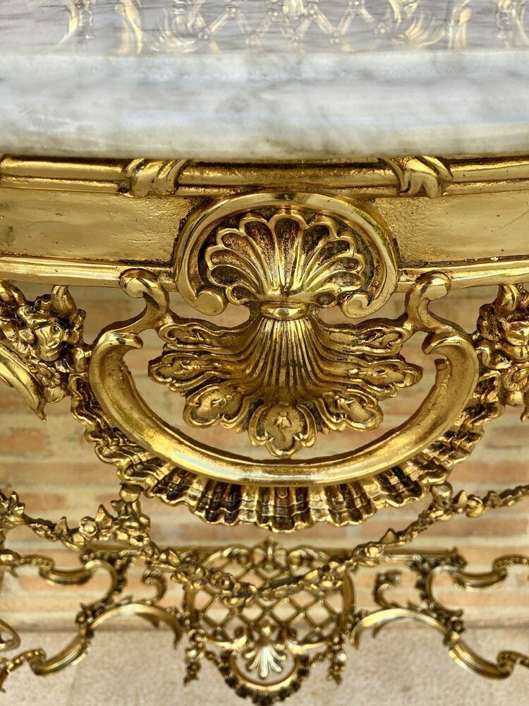 Mid Century Italian Marble Top & Bronze Console, 1960 photo furniture