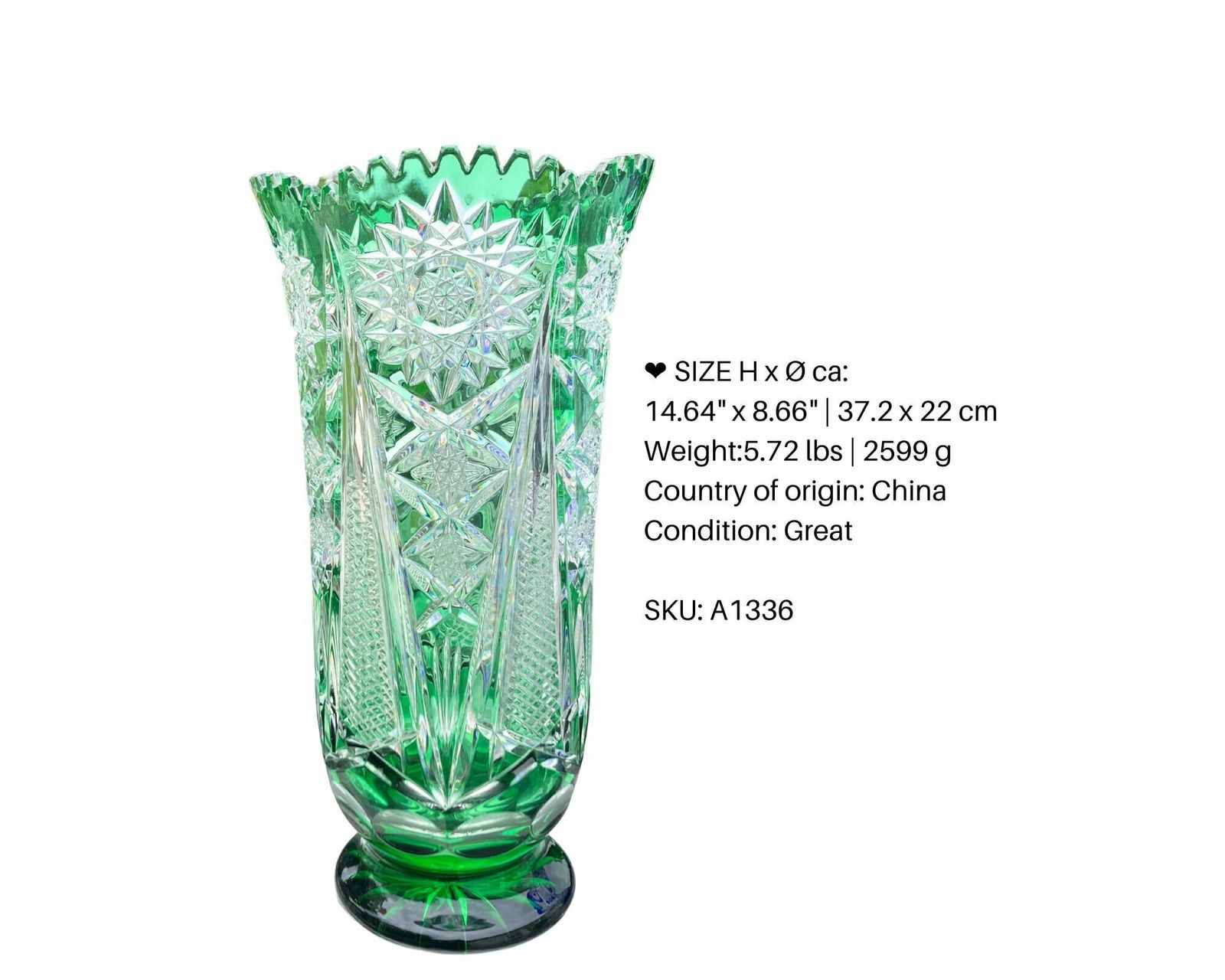 Cut Crystal Large Vase (1pcs) | Vintage Vases | Make A Selection | 1960 1980s photo buy