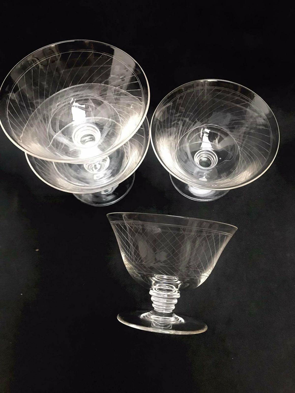 4 Antieke Champagnecoupes – Geslepen Kristal, Jaren 1920, Frans, Set Van 4 – Steegglazen, Barcartdecoratie, Bruiloft, Cocktailglazen photo Woonaccessoires