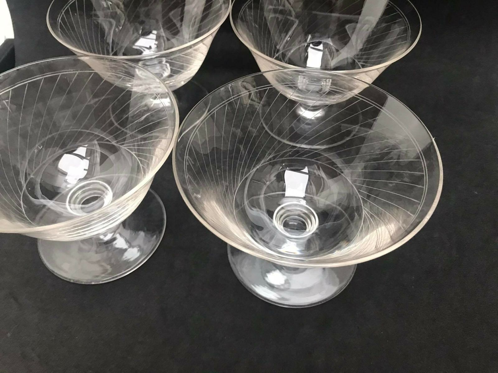 4 Antique Champagne Coupes Glasses Crystal Cut Coupes 1920s French Set 2 Stem Bar Cart Decor Wedding Bartender Cocktail Glasses Gift photo 214.0