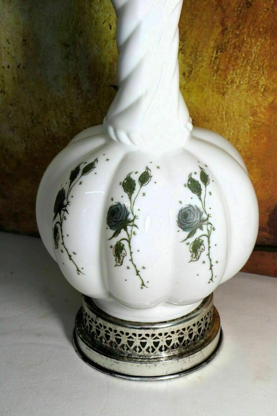 Vintage Table Lamp French Moulded Milk Glass Lamp Mid 20th Century White Glass photo Lighting