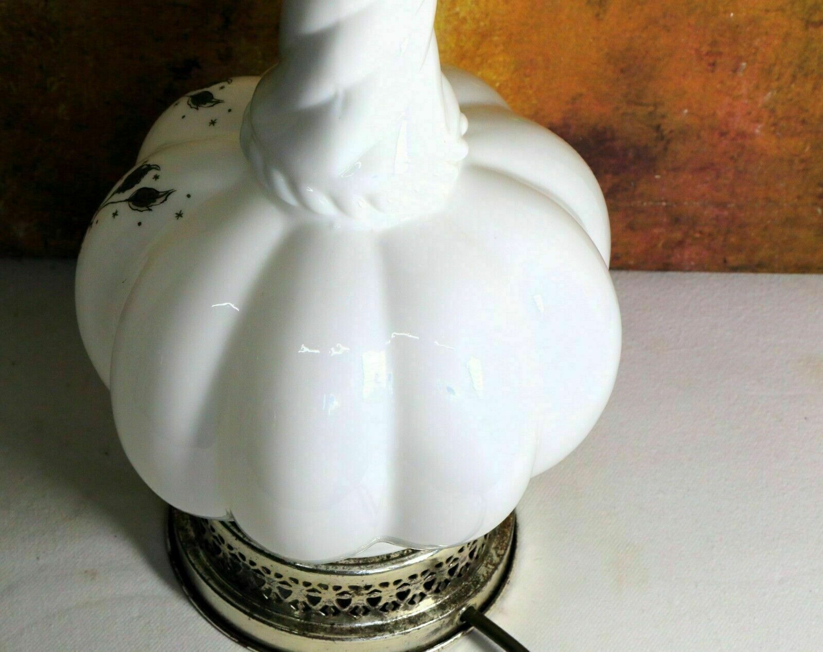 photo for sale Vintage Table Lamp French Moulded Milk Glass Lamp Mid 20th Century White Glass