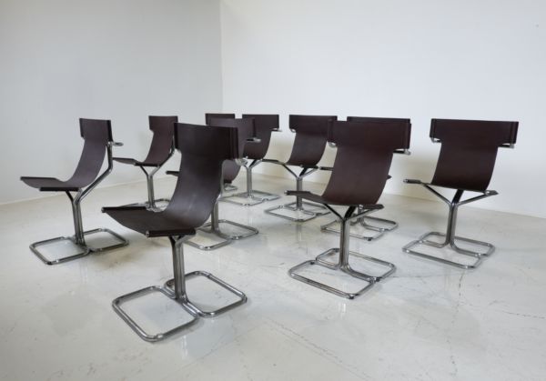 Mid Century Modern Set Of 10 ‘Topos’ Chairs By Gruppo Dam For Busnelli, 1970s photo for sale