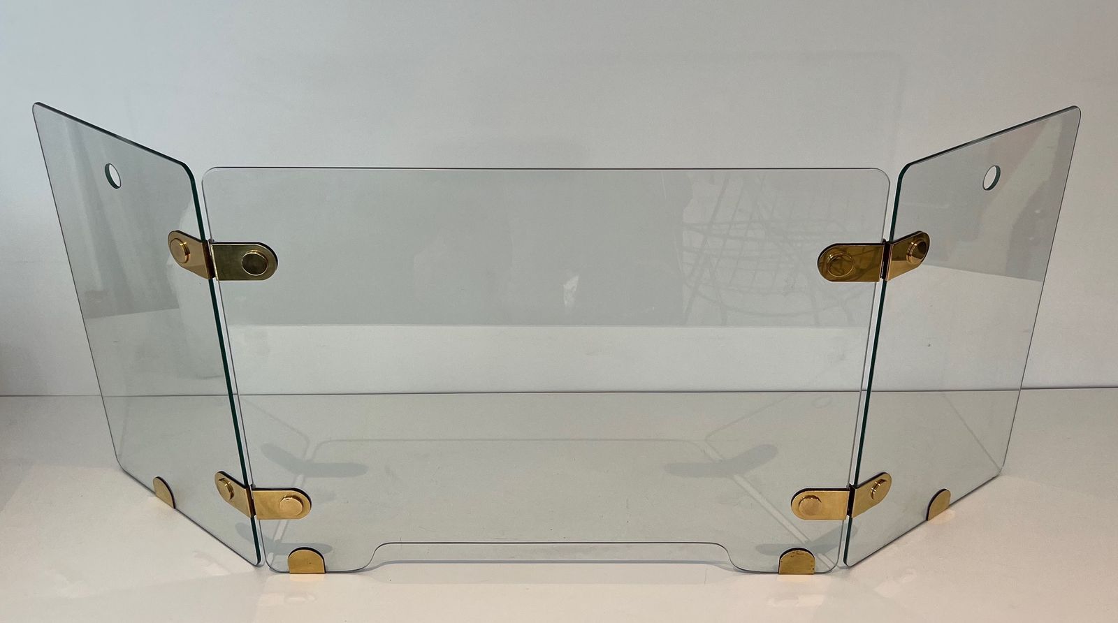 Tri Fold Glass And Brass Firewall. Around 1970