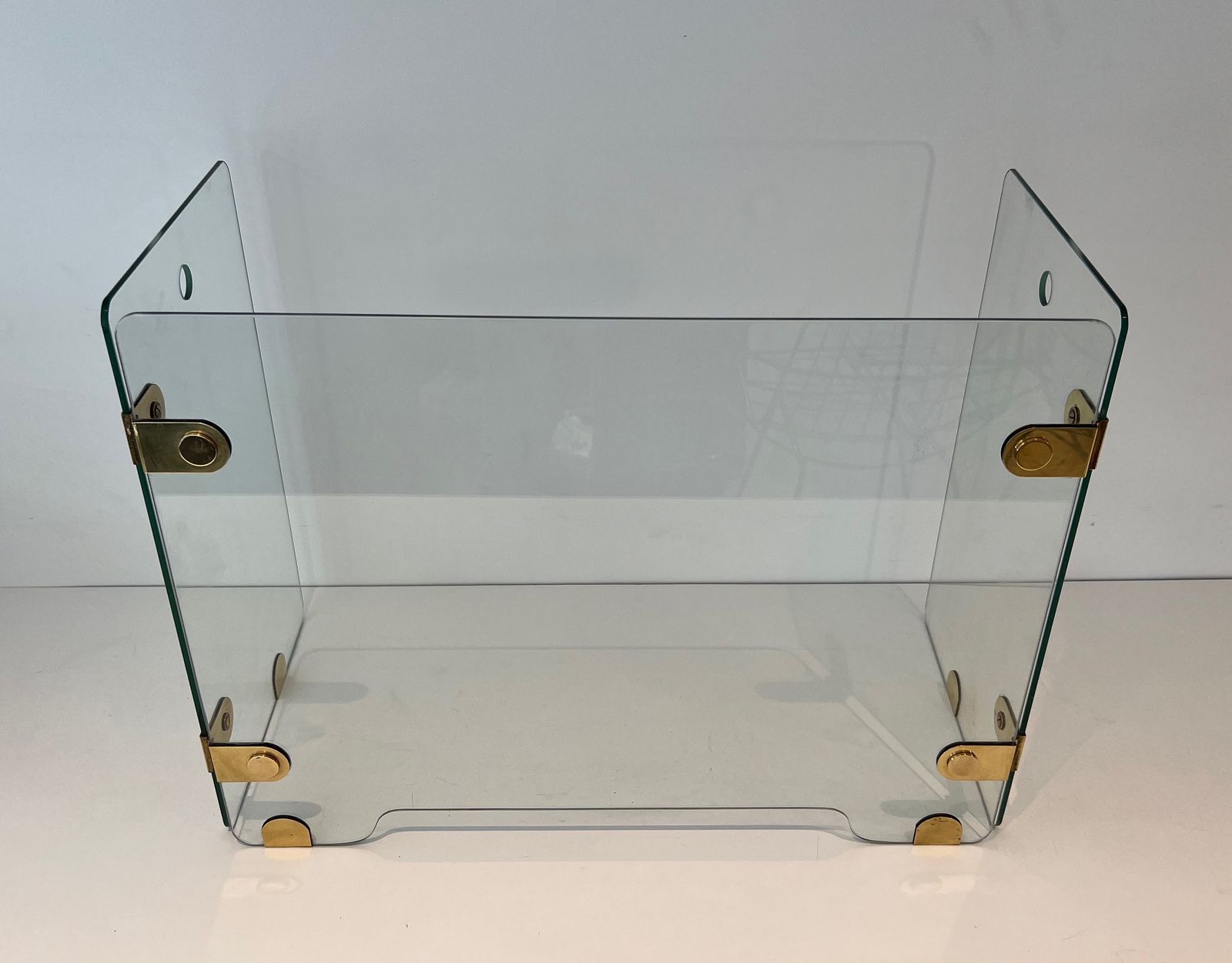 Tri Fold Glass And Brass Firewall. Around 1970 photo vinterior