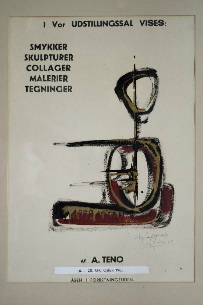 Exhibition Poster By Aurelio Teno, Denmark, 1965, Framed photo 566.0