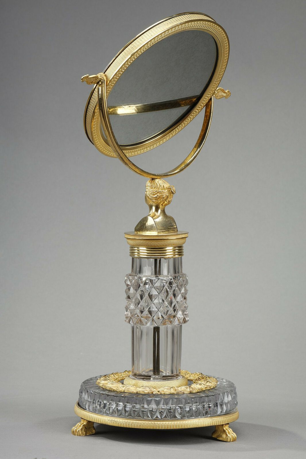 Toilet Mirror In Cut Crystal And Charles X Gilt Bronze Frame photo vinterior