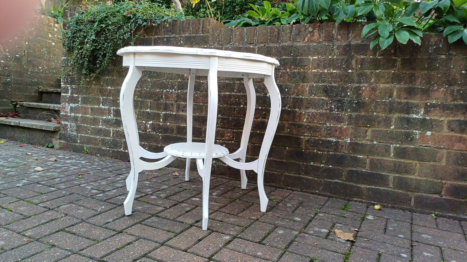 Superb Large Vintage Circular Painted Occasional Side Table In Farrow And Ball Wimborne White. Totally Unque. photo vintage