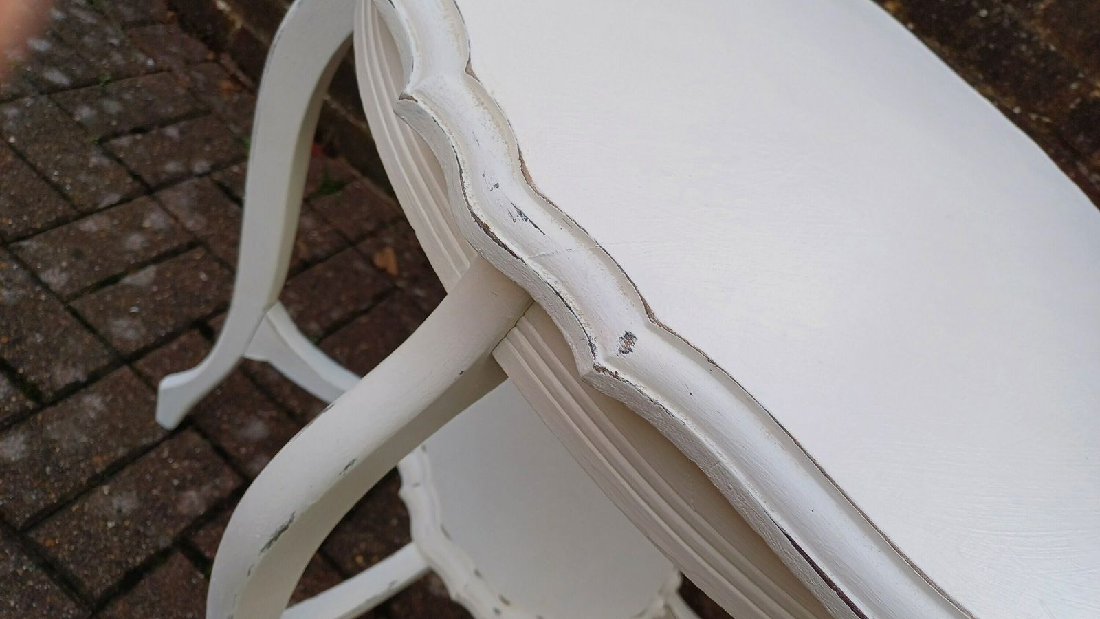 photo furniture Superb Large Vintage Circular Painted Occasional Side Table In Farrow And Ball Wimborne White. Totally Unque.