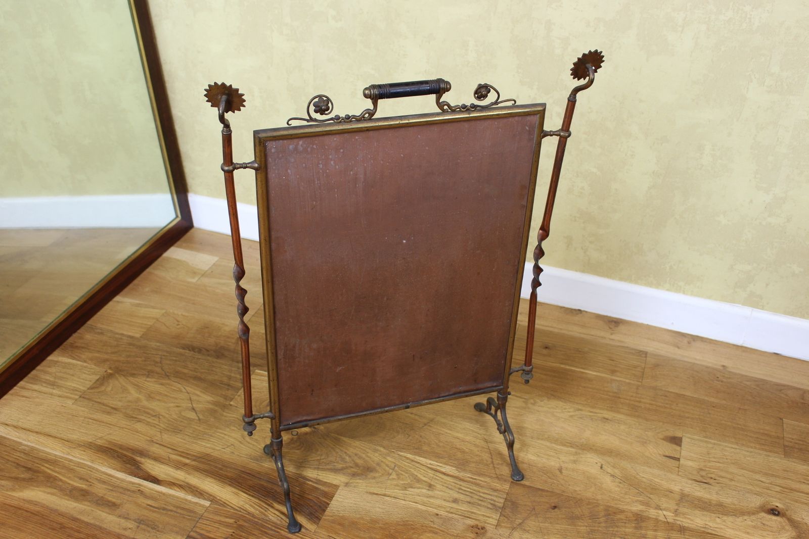 Victorian Aesthetic Movement Mirrored Brass Firescreen C 1880 photo 295.0