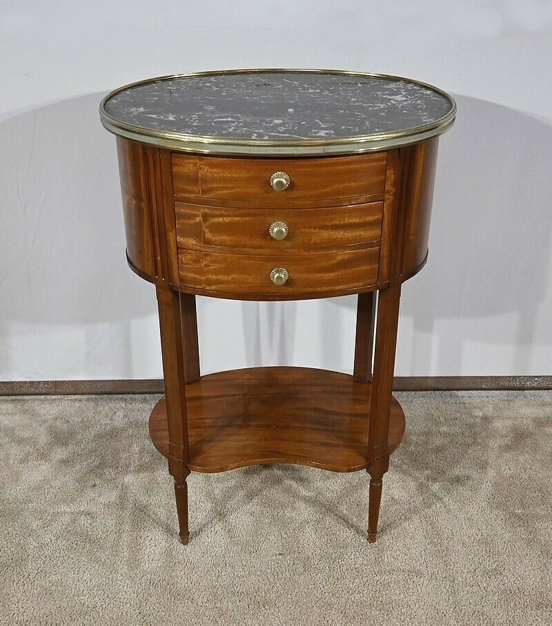 Small Mahogany Drum Table, Louis XVI Style – 1st Half Of The 20th Century photo furniture
