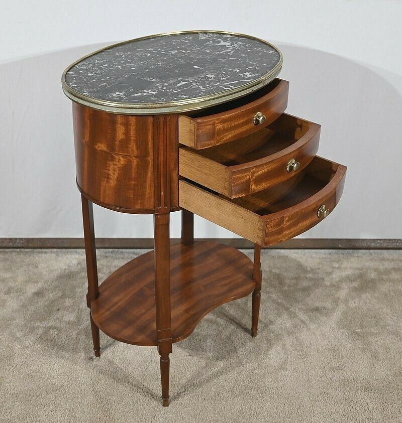 Small Mahogany Drum Table, Louis XVI Style – 1st Half Of The 20th Century photo Furniture