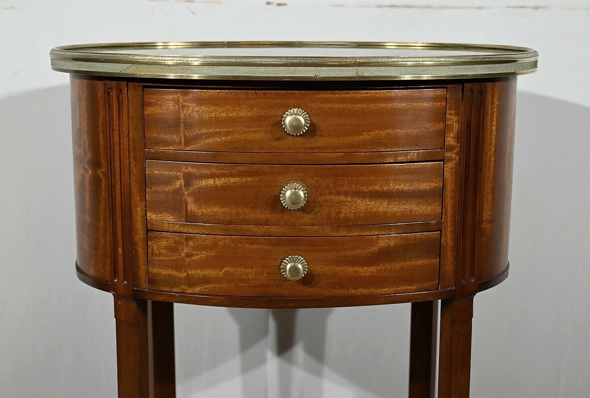 photo furniture Small Mahogany Drum Table, Louis XVI Style – 1st Half Of The 20th Century