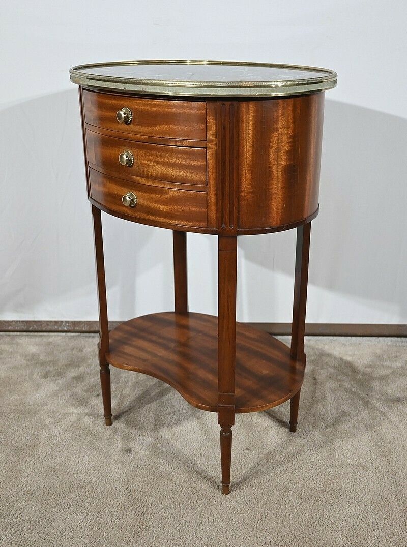 Furniture Small Mahogany Drum Table, Louis XVI Style – 1st Half Of The 20th Century photo