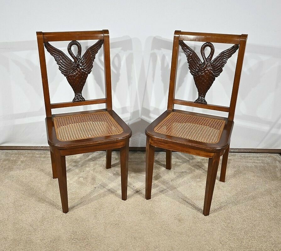Pair Of Mahogany Chairs, Directoire Style – Late 19th Century