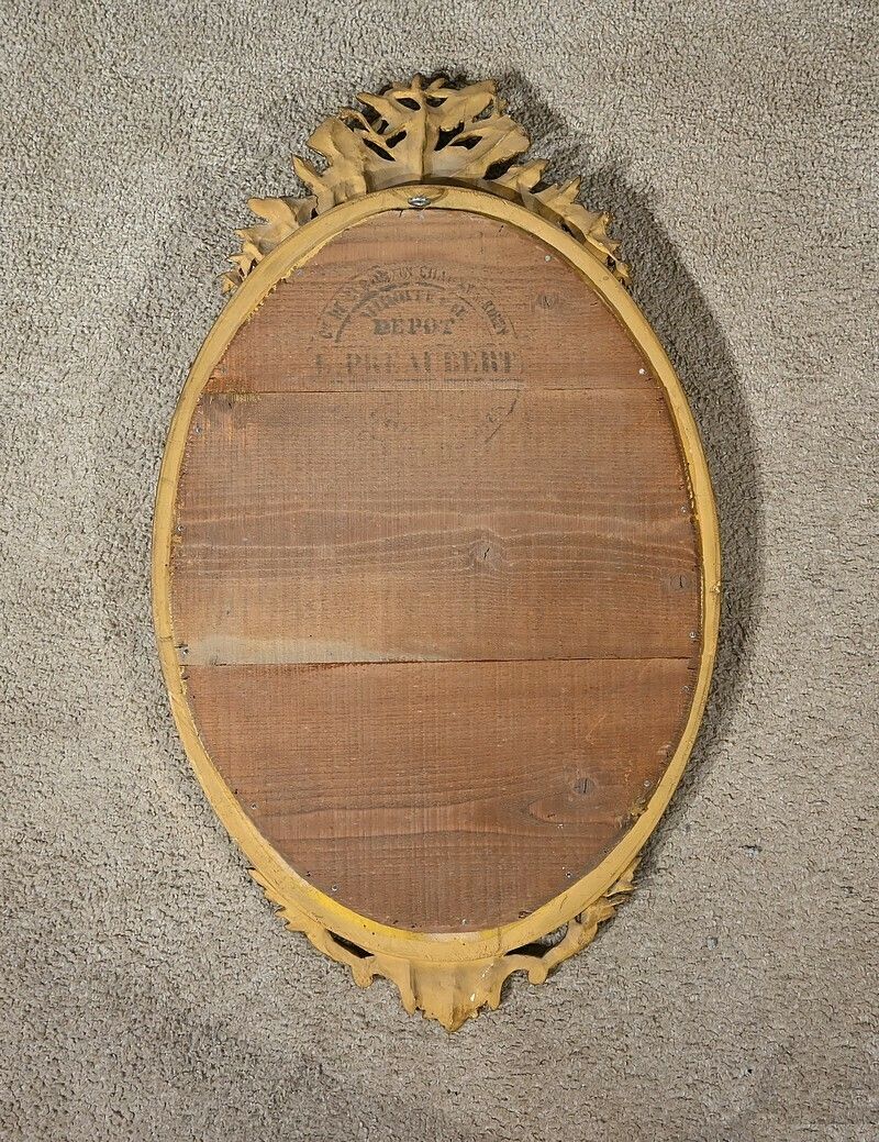 Home Decor Oval Mirror In Golden Wood, Louis XVI Style – 2nd Part 19th Century photo