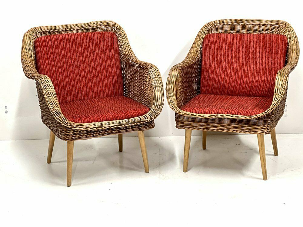 Rotan Loungestoelen, Jaren 1960, Set Van 2 photo furniture