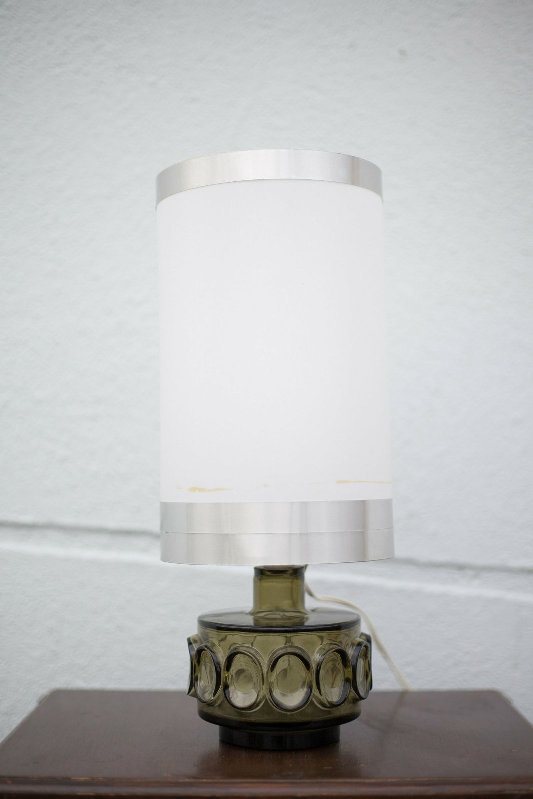 60's Vintage Bedside Glass Lamp Signed Robert De Schuytener photo Lighting