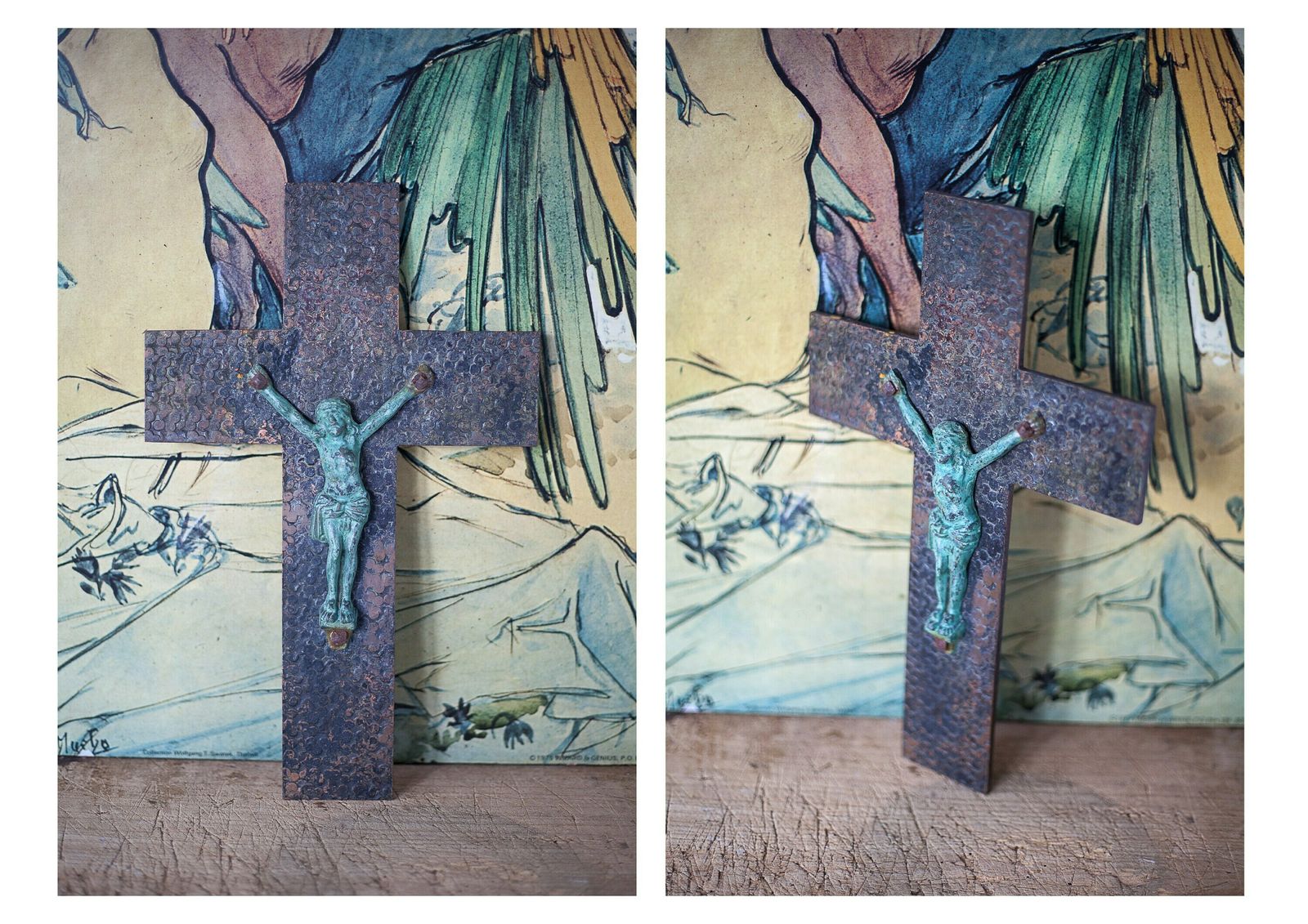 Signed Cross With Christ Wrought Iron Crucifix Religious Cross