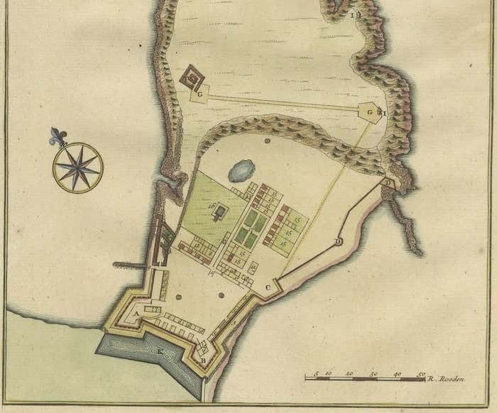 Print Of A Dutch Voc Fort On The Peninsula Trincomalee, Ceylon (Sri Lanka), 1726 photo 298.0