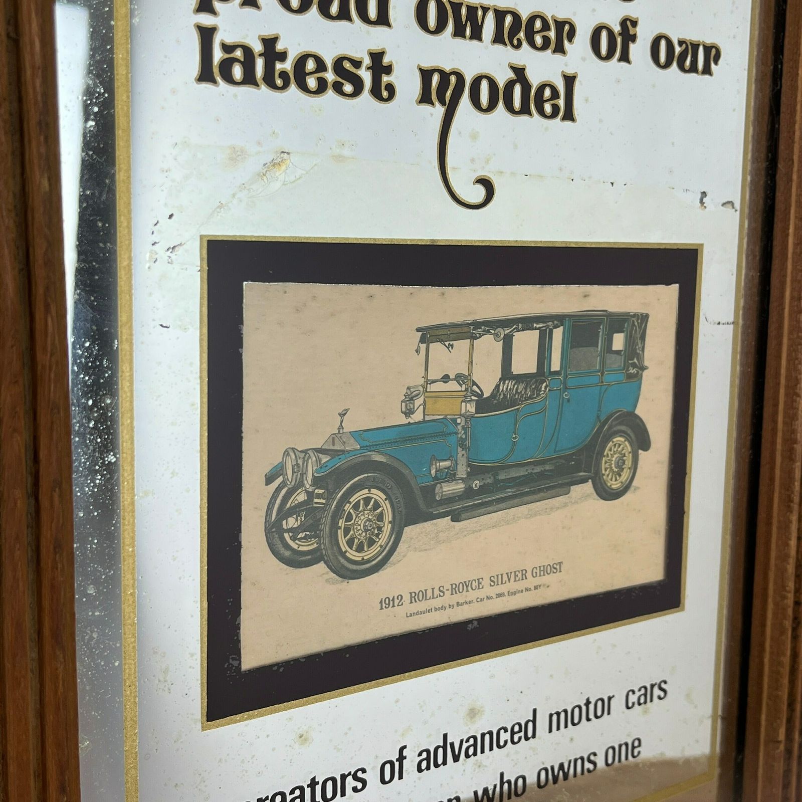 Prestige Rolls Royce Silver Ghost 1912 Vintage Mirror, Automobile Car Picture, Transport Collectable, Wall Art, Advertising Mirror photo 60.0