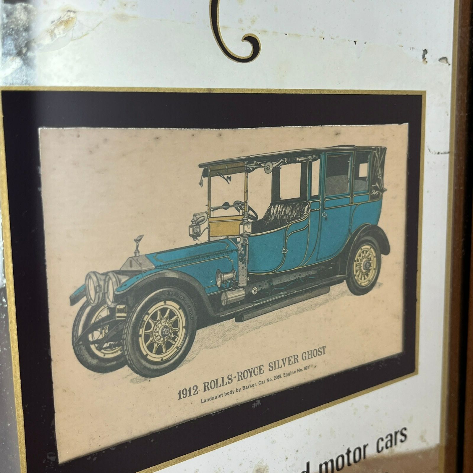Prestige Rolls Royce Silver Ghost 1912 Vintage Mirror, Automobile Car Picture, Transport Collectable, Wall Art, Advertising Mirror photo vintage
