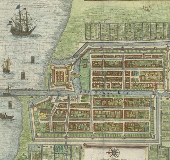 An Original Engraved Plan Of The City & Castle Of Batavia, The East Indies, 1740 photo for sale