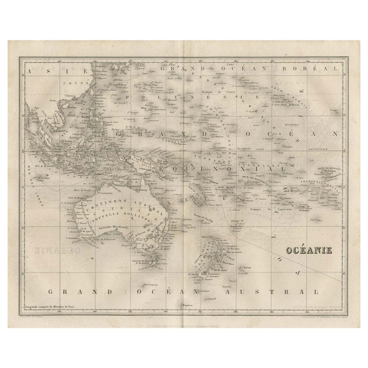 Antique Map Of Oceania By Balbi '1847