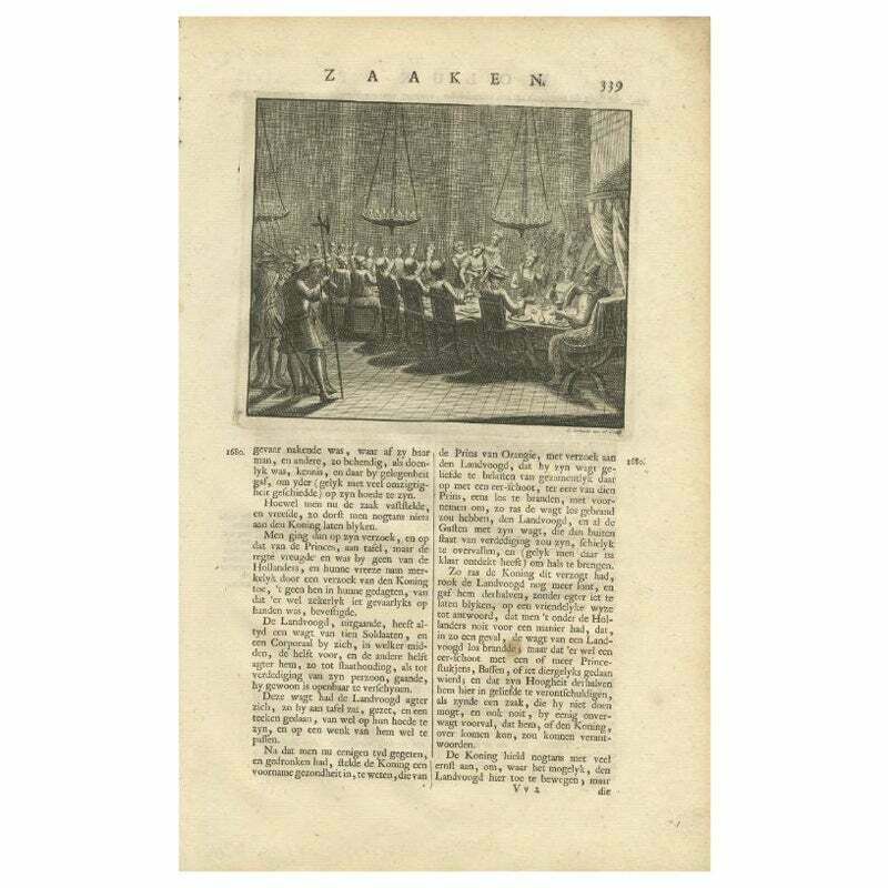 Antique Print Of A Dinner In The Moluccas By Valentijn, 1726