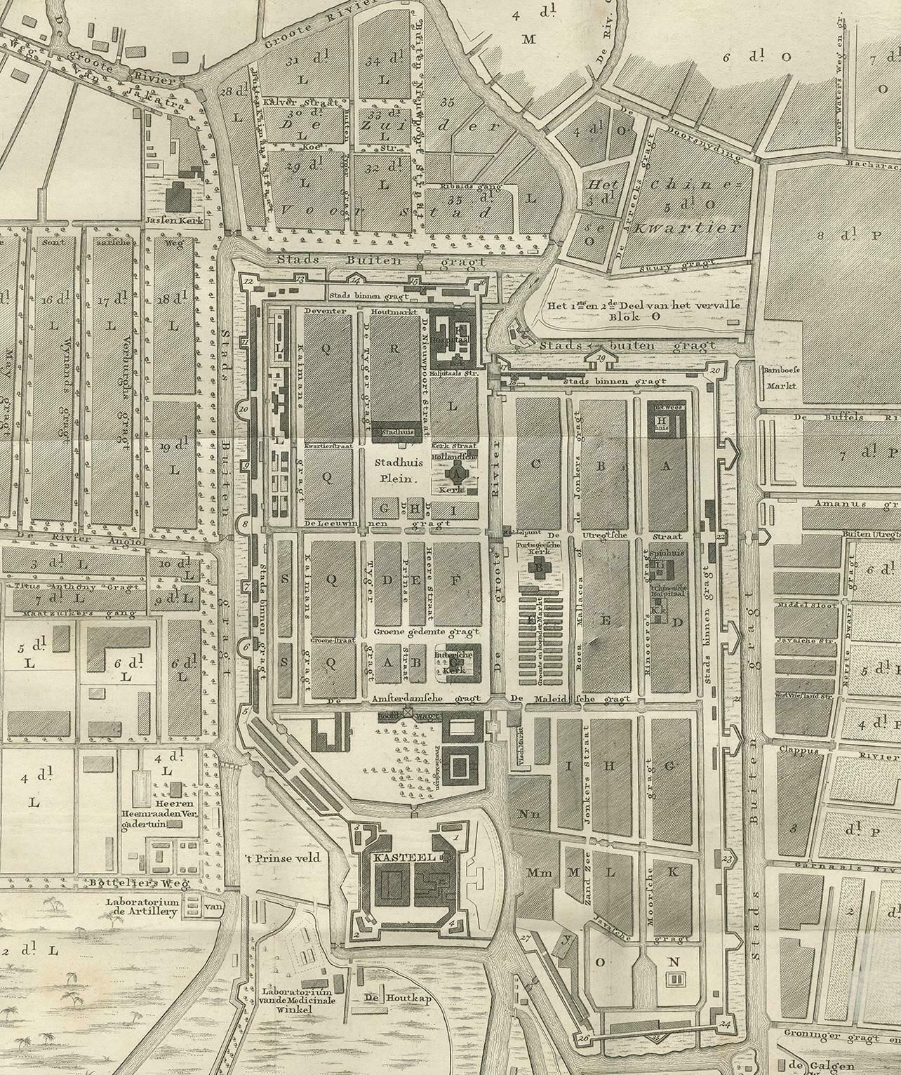 Antique Plan Of Batavia By Van Krevelt, 'Circa 1780' photo for sale