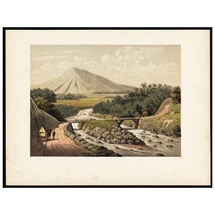 Antique Print Of The Ciliwung River Near Gunung Badak On Java, Indonesia, 1888