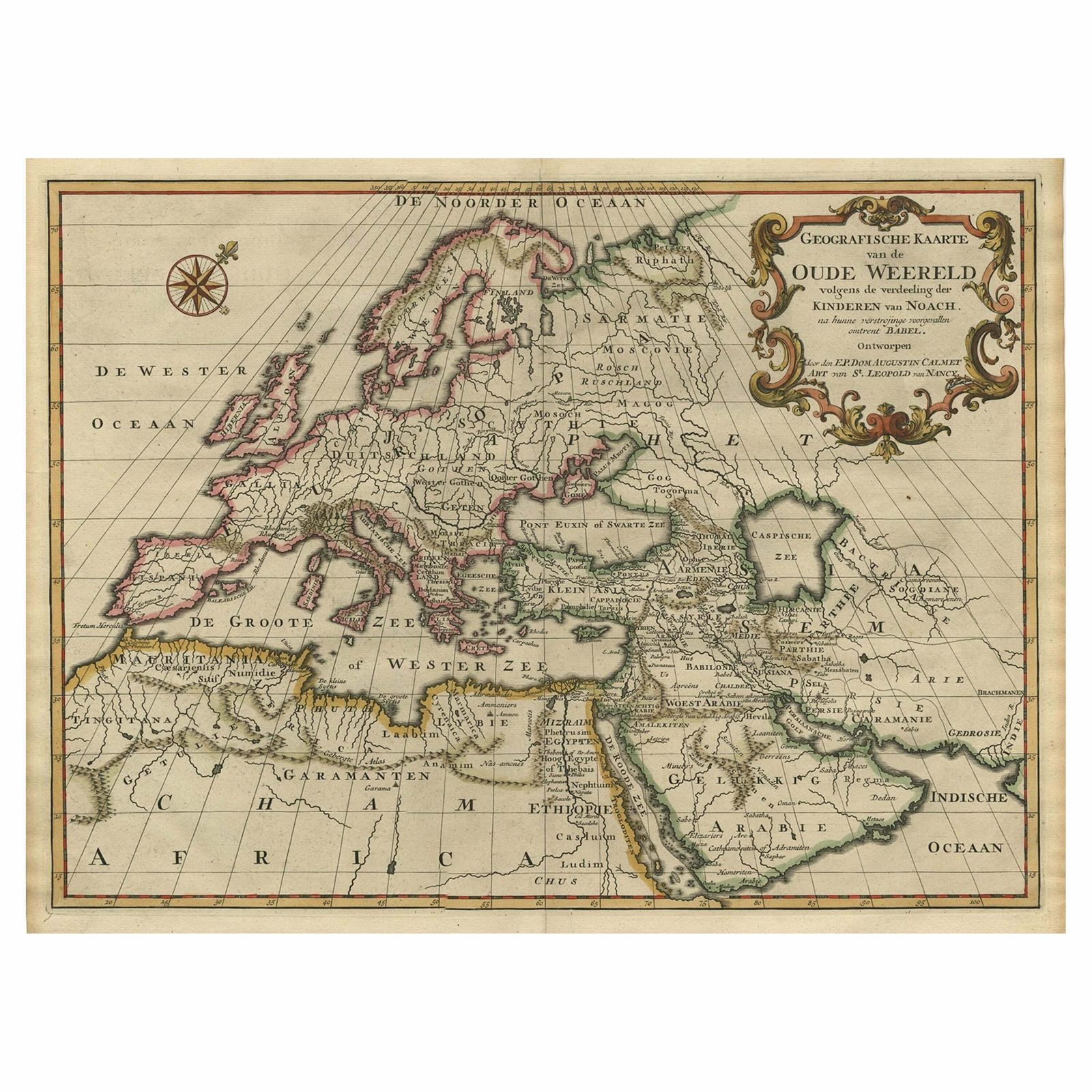 Ancient World Map Of Europe, Asia & Northern Africa With Ancient Names, 1725