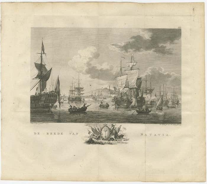 Old Print Of Voc Ships In The Sea Near Batavia (Jakarta, Indonesia) 1779 photo furniture