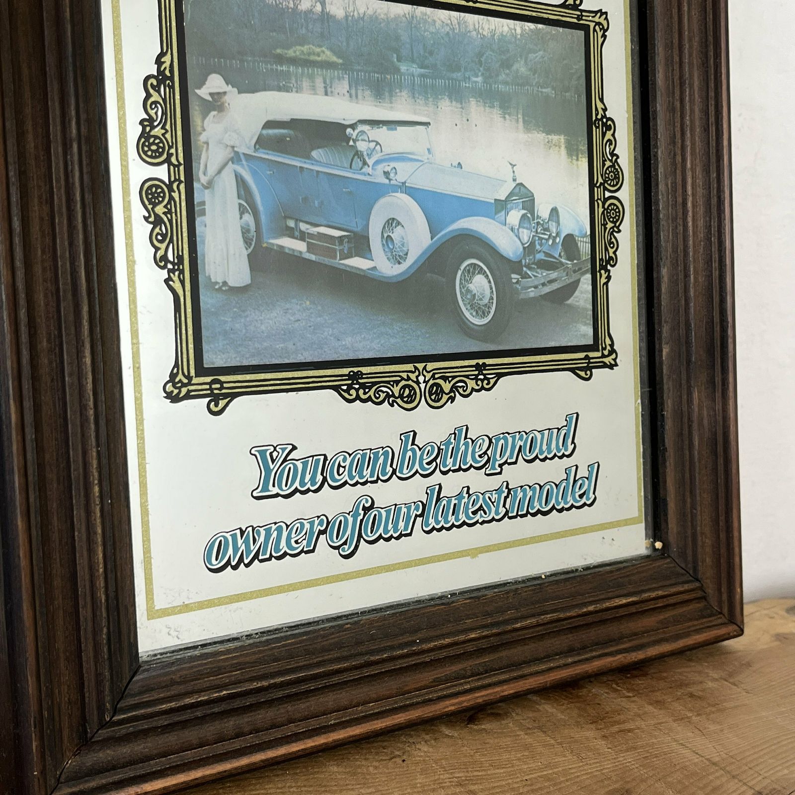 Elegant Rolls Royce Vintage Mirror, Automobile Car Picture, Transport Collectable, Wall Art, Advertising Mirror photo 65.0